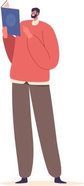 İşadamı ayakta kitap okuyor.