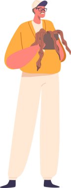 Mutsuz adam solmuş çiçekleri taşıyor.