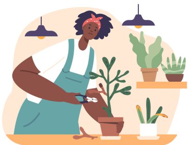 Hasta bitkiyle ilgilenen kadın.