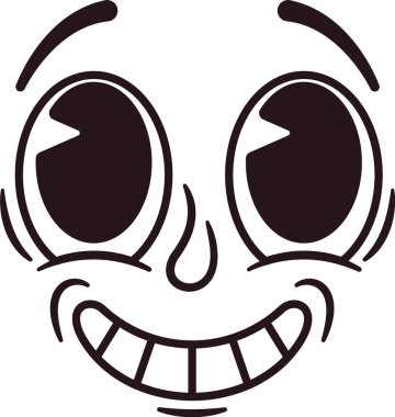 Dişlek, gülen gözler, karikatür yüz.