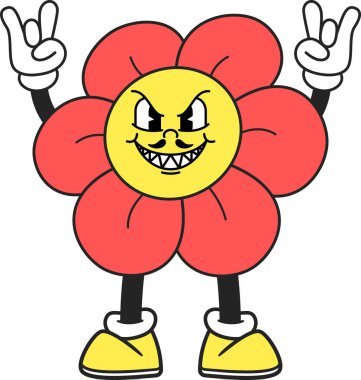 Çılgın rock yıldızı kırmızı papatya çiçeği