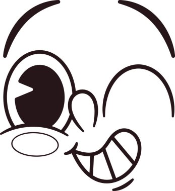 Tatlı göz kırpan mizah yüz karikatürü