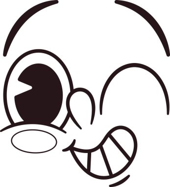 Tatlı göz kırpan karikatür yüz hissi.