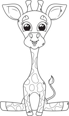 Şirin zürafa safari hayvanı siyah-beyaz