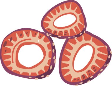 Çilekler kurutulmuş meyve dilimleri.