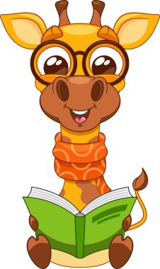 Şirin inek zürafa kitap okuyor.