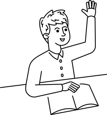 Siyah-beyaz karaktere cevap veren erkek öğrenci