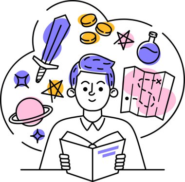 Akıllı çocuk fen bilgisi öğreniyor.