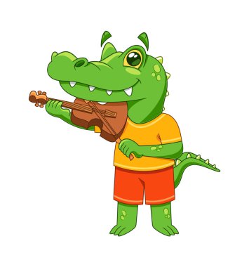 Keman çalan timsah çizgi film karakteri