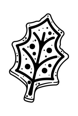 Siyah-beyaz yaprak şekilli zencefilli kurabiye hamur işi tasarımı