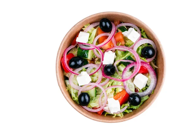 Salada Grega Para Menu Restaurante Line Fundo Branco — Fotografia de Stock