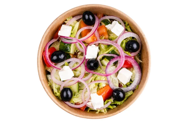 Beyaz arkaplanda çevrimiçi restoran menüsü için Yunan salatası