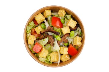 Beyaz arka planda online restoran menüsü için salata