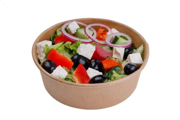 Beyaz arka planda online restoran web sitesi için Yunan salatası