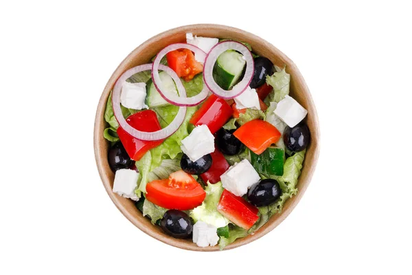 Salada Grega Para Site Restaurante Line Fundo Branco — Fotografia de Stock