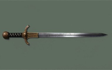 Viking Ortaçağ şövalye kılıcının gerçekçi temsili