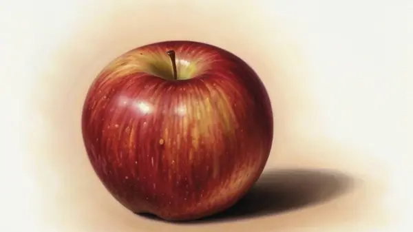 Sanatsal suluboya arkaplan üzerinde elmanın gerçekçi vektör çizimi