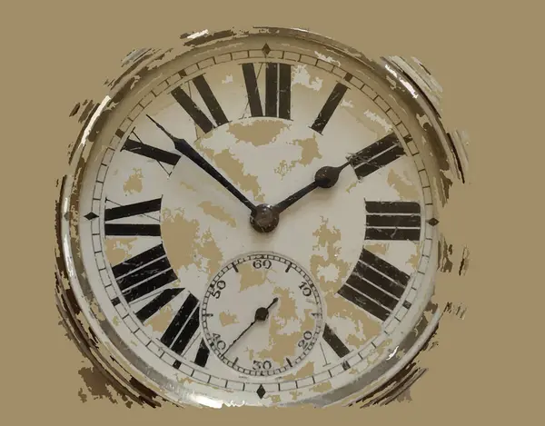 Eski antika cep saati sanatsal fantezi sürrealist vektör illüstrasyonu