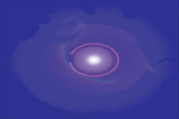 Parlak ışık efektleri, ışık efektleri, ışık patlaması, enerji ışınları ve gökkuşağı, mor, mor ve koyu mavi renkli derin uzay ile soyut kozmik arkaplan çizimi