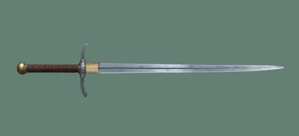 Arka planda izole edilmiş ortaçağ şövalye kılıcının gerçekçi tasviri