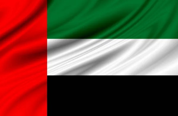 close up waving flag of united arab emirates. flag symbols of united arab emirates.