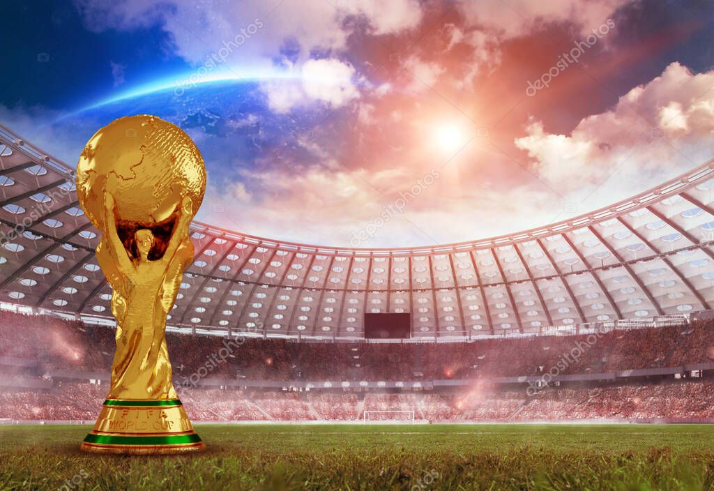 Qatar 2022 Fifa World Cup logo on white Football ball. International football organization in Qatar.21 November to 18 December 2022