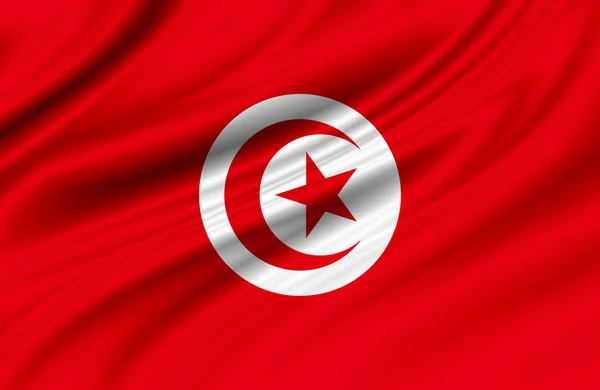 Die Flagge Der Republik Tunesien Weht Wind Hintergrundtextur Tunis Illustration — Stockfoto