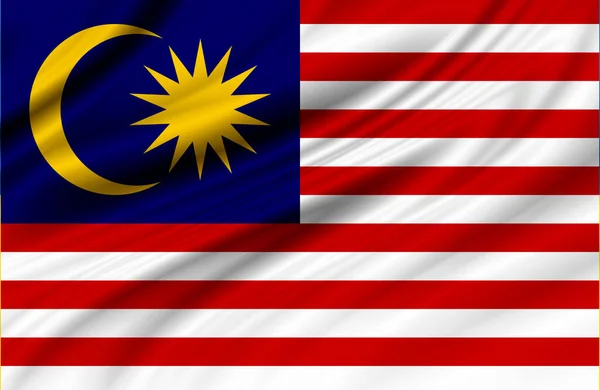 Bandeira Malásia Soprando Vento Bandeira Voadora Malaia Página Inteira Ilustração — Fotografia de Stock