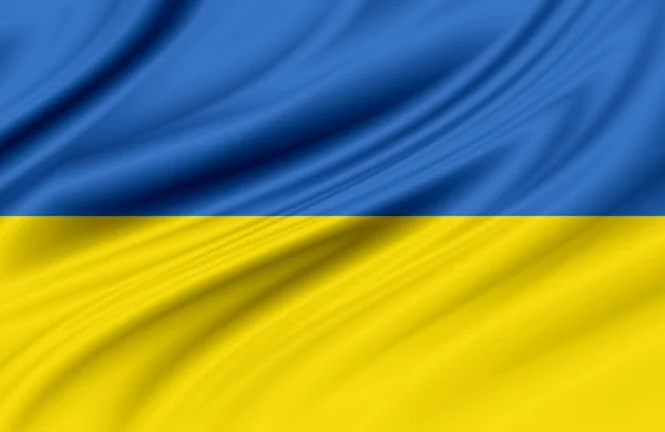 Ukrayna 'nın 3 boyutlu illüstrasyon bayrağı. Ukrayna bayrağını dalgalandırın. Ukrayna bayrak sembolü.