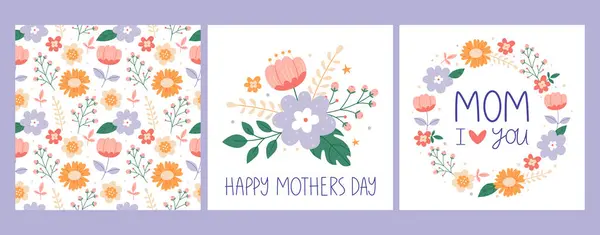 Anneler günü için bir kartpostal. Çiçek düzenleme, desen, çelenk.