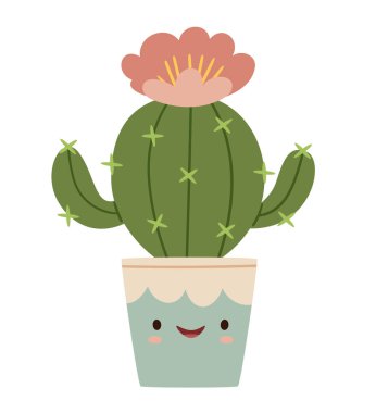 Tencerede tatlı sulu bir şey gülümsüyor. Yüzü olan komik çöl bitkisi karakterleri. Yüzleri olan komik çöl bitkileri.. 