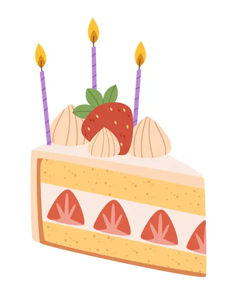 Çilekli ve mumlu bir parça waffle keki. Mutlu yıllar..