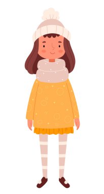 Şık sonbahar kıyafetleri içinde küçük bir kız. Soğuk hava için kadın kıyafeti. İskandinav tarzında bir görüntü..