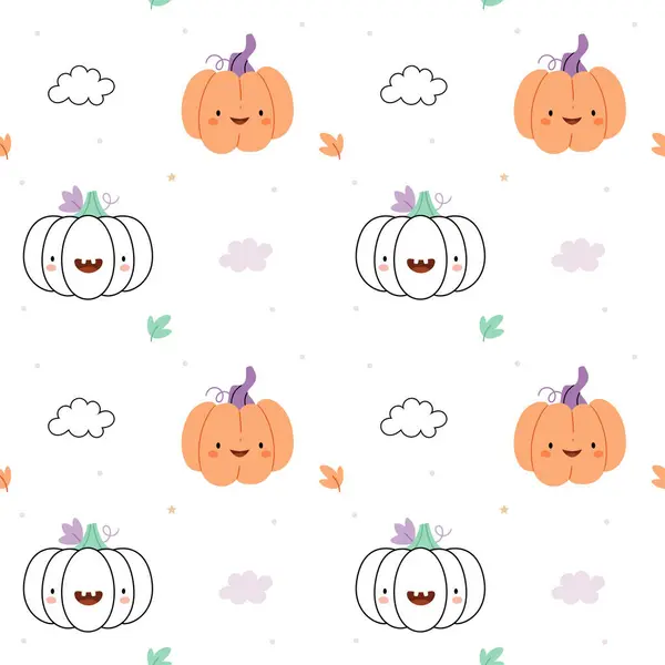 Beyaz arka planda kusursuz komik balkabağı deseni. Cadılar Bayramı konsepti Balkabağı fenerleri. Paket kağıdı, tekstil tasarımı.