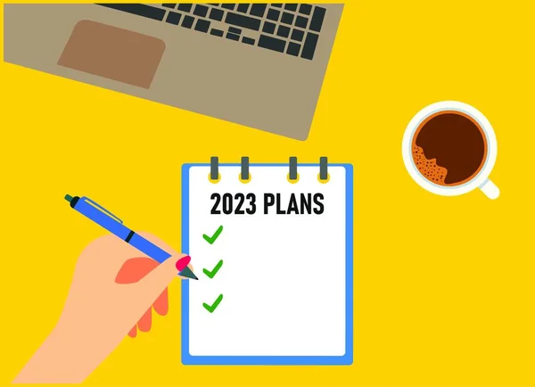 Hedef 2023 Amaç Plan Eylem Dosya Pembe Arka Planda Bir — Stok Vektör