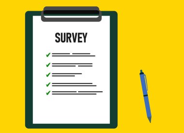 Survey test paper vector. pen,computer,file vectors.