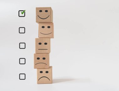 feedback rating and positive customer review experience. Mental Health Assessment idea concept.