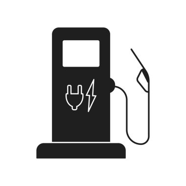 Elektrikli araba şarj istasyonu ikonu. Yenilenebilir enerji. Alternatif güç kaynakları. Benzin istasyonu pompası.