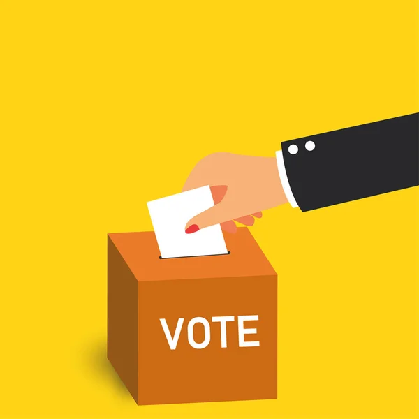 Χέρι Της Γυναίκας Βάζει Ψηφοδέλτιο Στην Κάλπη Έννοιες Της Ψήφου — Διανυσματικό Αρχείο