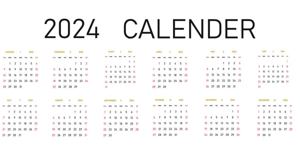 Векторный Календарь 2024 Новый Год План Действие Цель Идеи — стоковый вектор