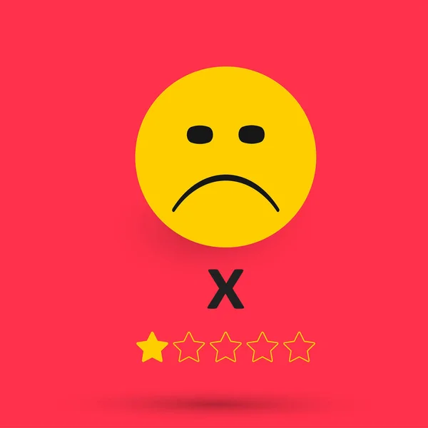 Smutný Výraz Obličeje Hodnocení Jedné Hvězdičky Zpětná Vazba Skóre Pozitivní — Stockový vektor