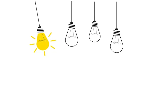 Glühbirne Auf Weißem Hintergrund Neue Idee Durchdachte Beleuchtung Führungs Und — Stockvektor