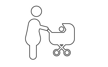 Anne sürücü bebek arabasının sembolü.