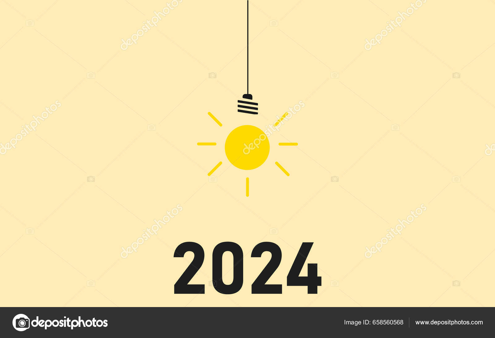 Light Bulb Illuminating 2025 New Year 2025 Annual Plan Idea Stock