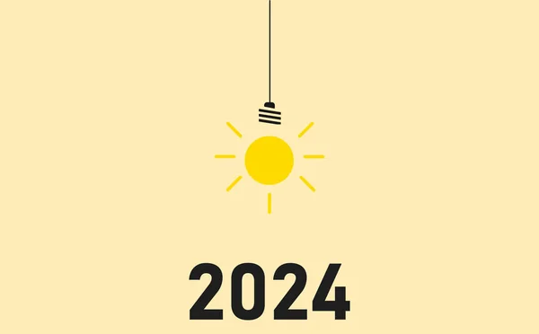 Light Bulb Illuminating 2024 New Year 2024 Annual Plan Idea — Stock Vector