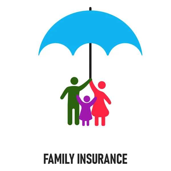 Família Feliz Sob Umbrella Health Conceito Ideia Seguro — Vetor de Stock