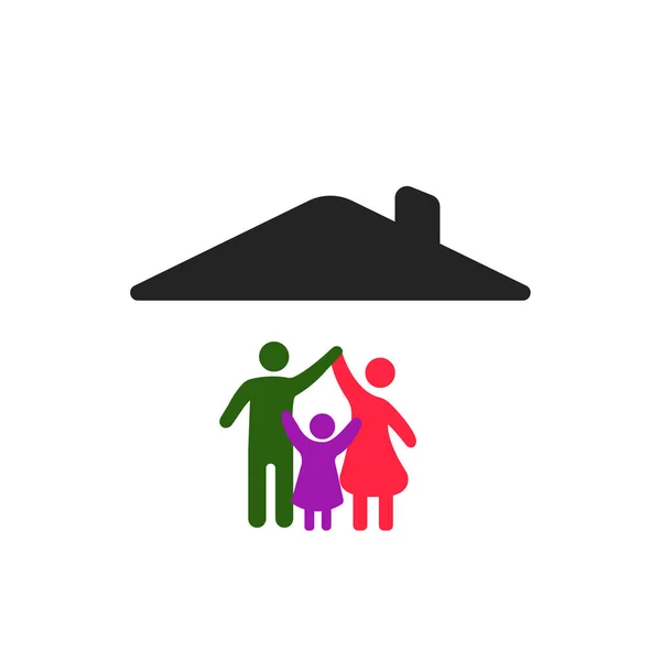 Çatı Altında Mutlu Bir Aile Aile Sağlık Sigortası Fikri — Stok Vektör