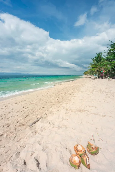 Beautiful Fine White Sands Tropical Paradise Beach Traveler Destination South — 스톡 사진