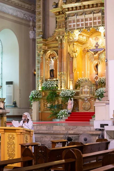 Ciudad Cebú Cebú Filipinas Enero 2023 Durante Servicio Vespertino Catedral —  Fotos de Stock