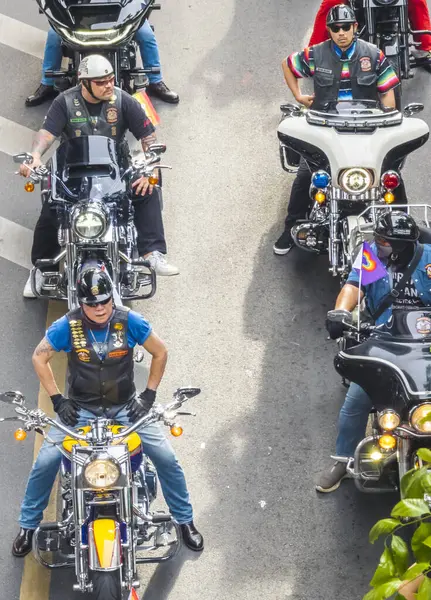 stock image Bangkok Pride Festival 2024,as bikers prepare to ride through the Siam area of the city.